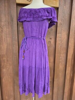 Back In The Saddle Purple Boho Gauzey Midi Dress